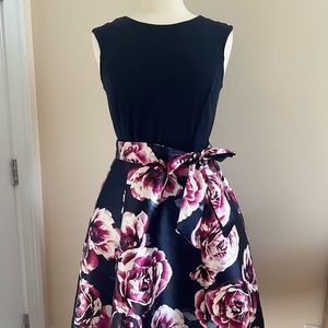 Enfocus Studios Floral High-Low Dress, Navy/Pink, Size 8